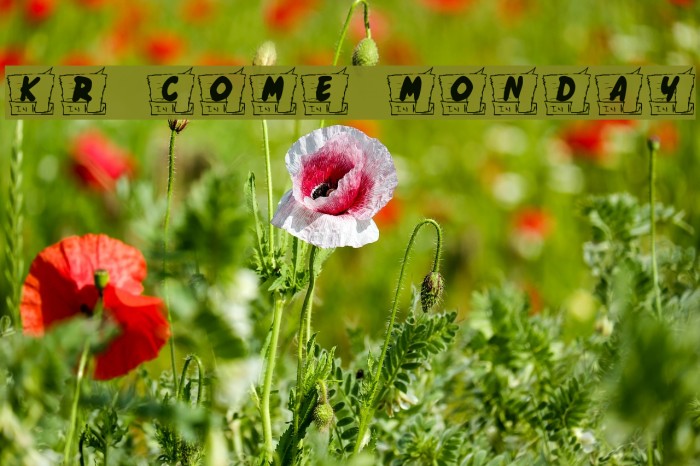 KR Come Monday Font examples
