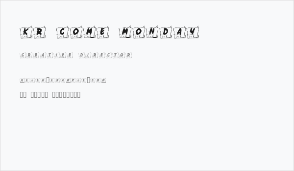 KR Come Monday Business Card