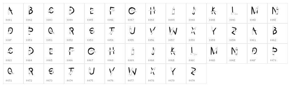 KR Crayons Character Map