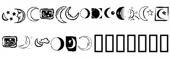 KR Crescent Moons Font OTHER CHARS