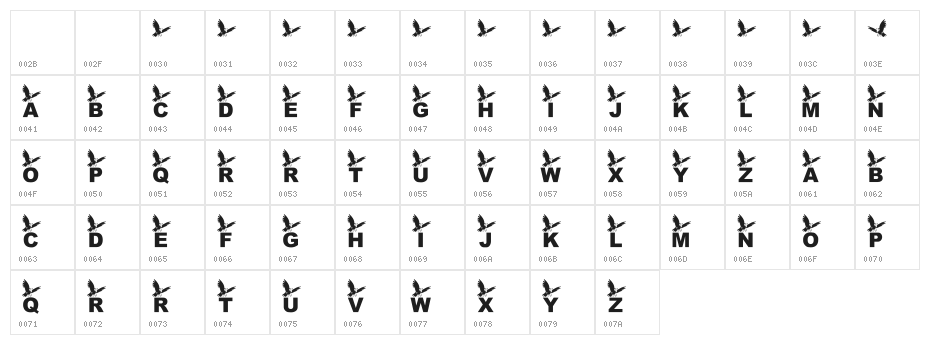 KR Crow Character Map