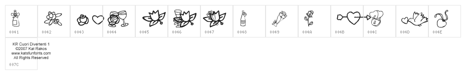 KR Cuori Divertenti 1 Character Map