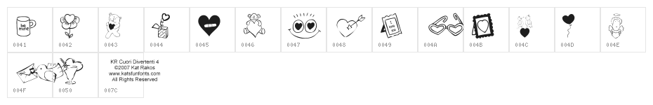 KR Cuori Divertenti 4 Character Map