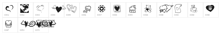 KR Cuori Divertenti 5 Character Map