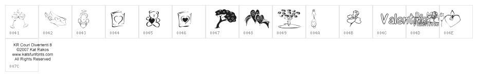 KR Cuori Divertenti 8 Character Map