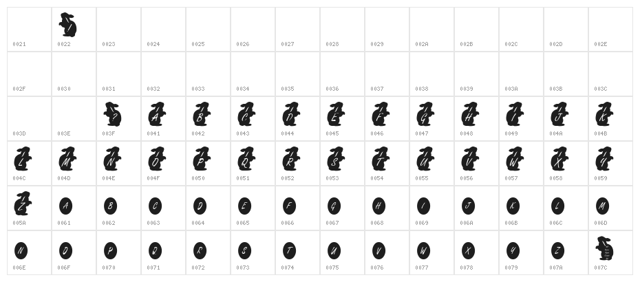 KR Easter Rabbit Character Map