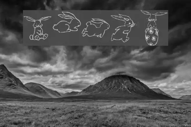 KR Five Bunnies Font examples