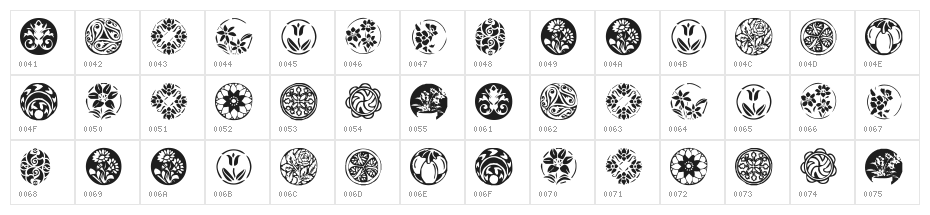 KR Fleurish Circle Character Map