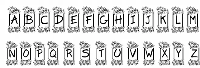 KR Flower Frame Caratteri MAIUSCOLE