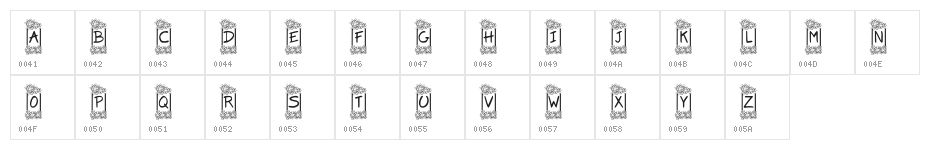 KR Flower Frame Character Map