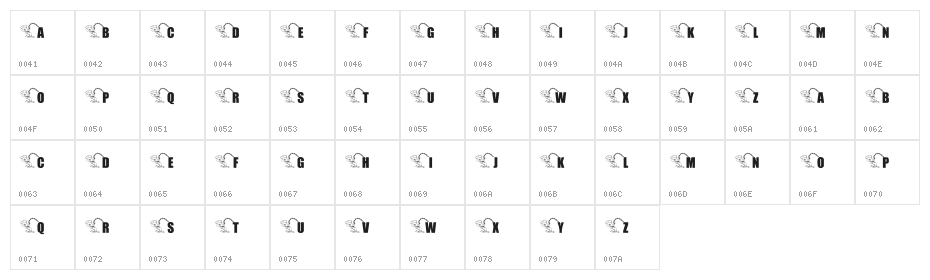 KR Font Fishin 2 Character Map