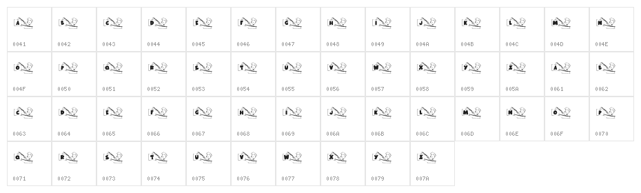 KR Font Fishin Character Map
