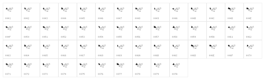 KR Font Sleigh Character Map