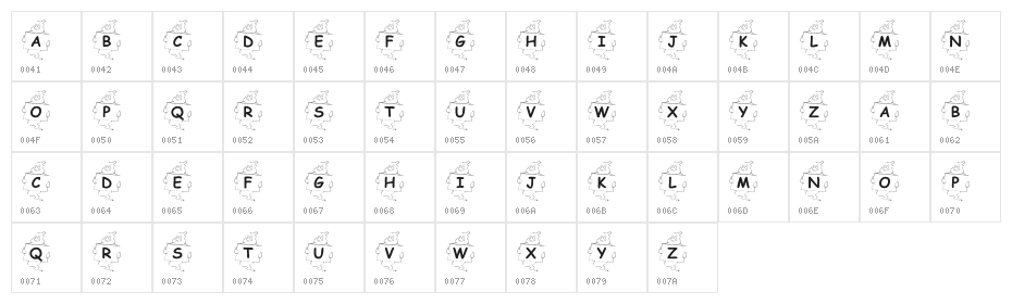 KR Ghostly Message Character Map