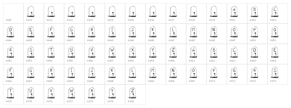 KR Gravestone Character Map
