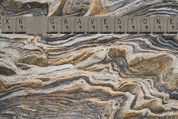 KR Gravestone Schriftart examples