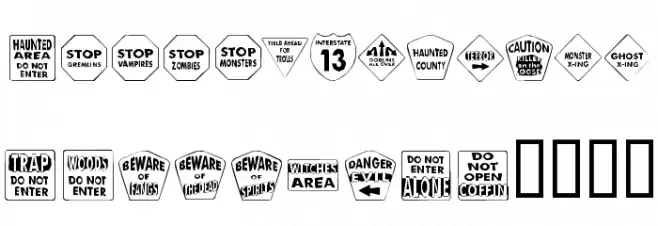 KR Halloween Signs One Font OTHER CHARS