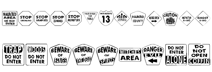 KR Halloween Signs One Font LOWERCASE
