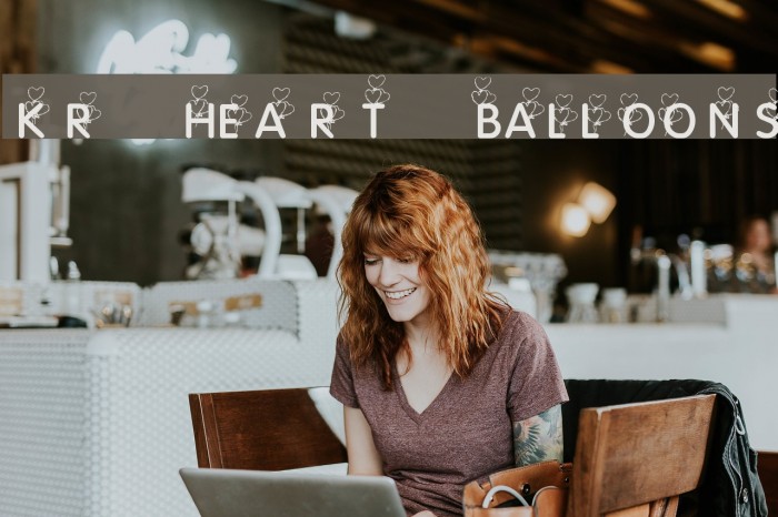 KR Heart Balloons Font examples