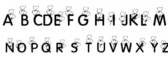 KR Heart Balloons خط أحرف صغيرة