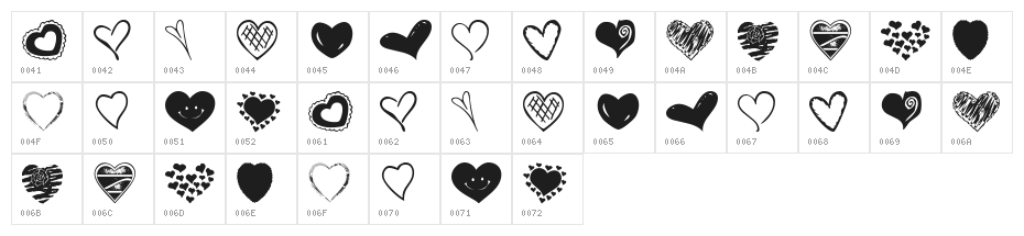 KR Heartalicious Character Map