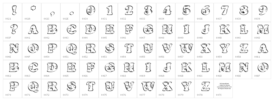 KR Heartfilled Character Map