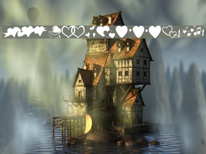 KR Hearts Along Font examples