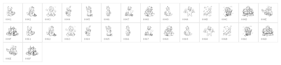 KR Holiday Teddies Character Map