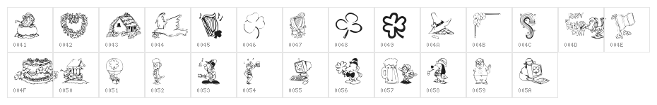 KR Irish Kat 1 Character Map