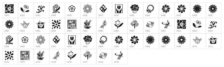 KR Kat's Flowers 2 Character Map