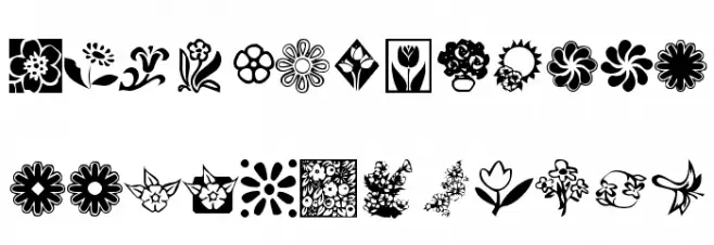 KR Kat's Flowers 2 خط أحرف صغيرة