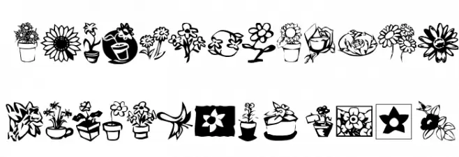 KR Kat's Flowers 3 字体 大写