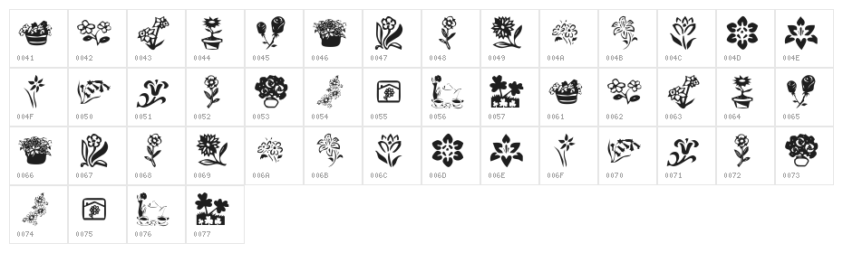 KR Kat's Flowers 4 Character Map