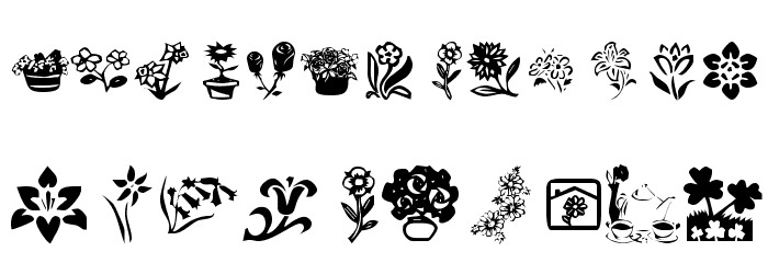 KR Kat's Flowers 4 Font LOWERCASE