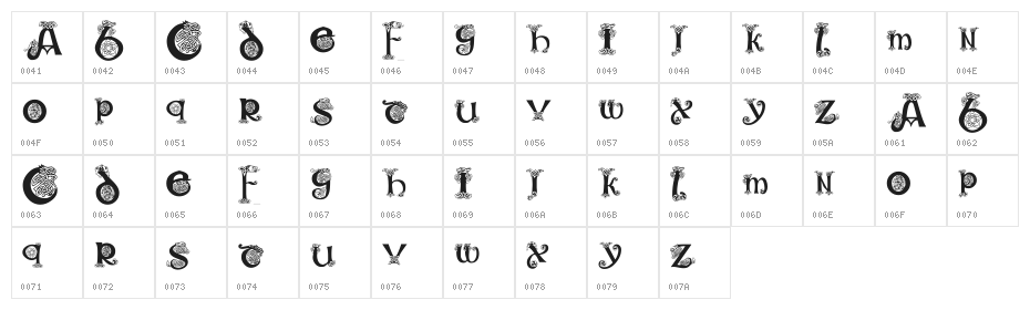 KR Keltic One Character Map