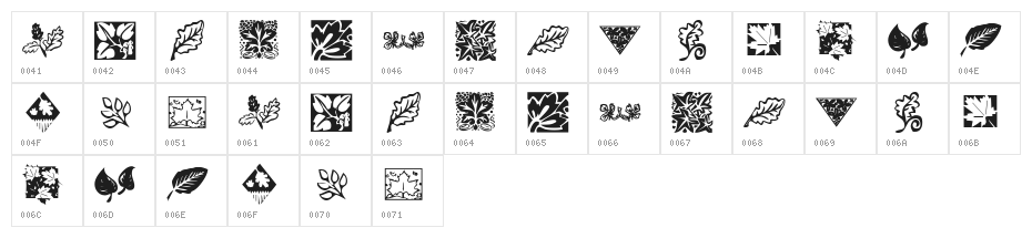 KR Leafy Character Map