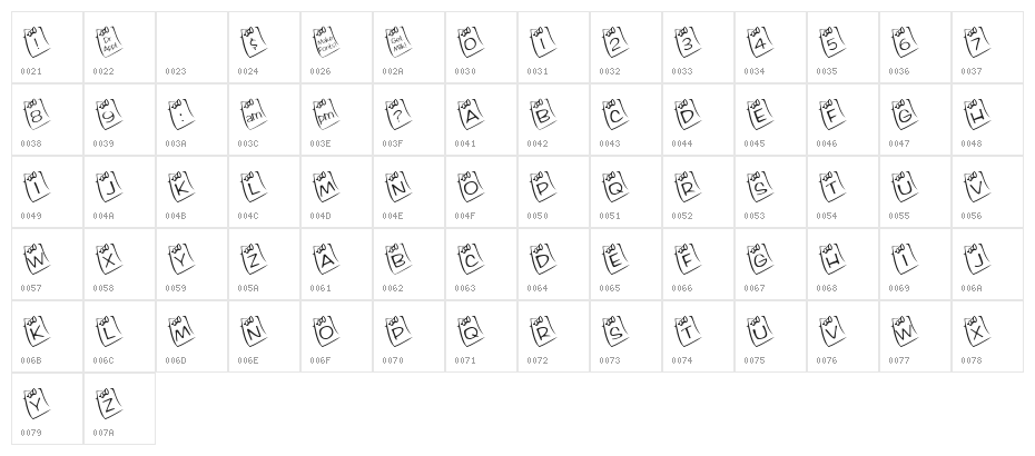 KR Lil Note Character Map
