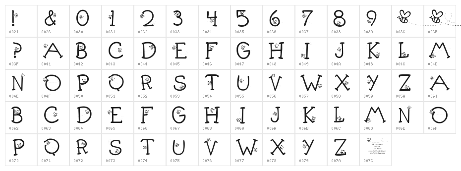 KR Little Buzz Character Map
