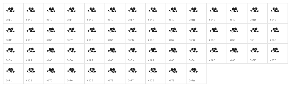 KR Lots Of Hearts Character Map