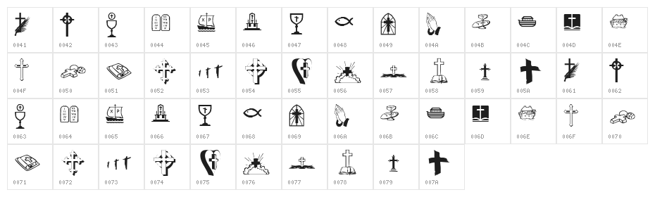 KR Lynda's Christian Dings Character Map