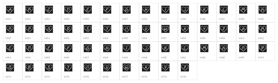KR Neon Love Character Map
