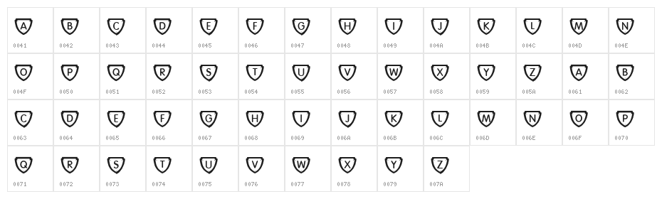 KR Plaque Character Map