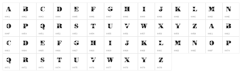 KR Quilt Character Map