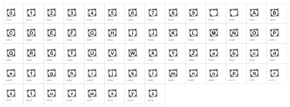 KR Rachel's Chalkboard Character Map