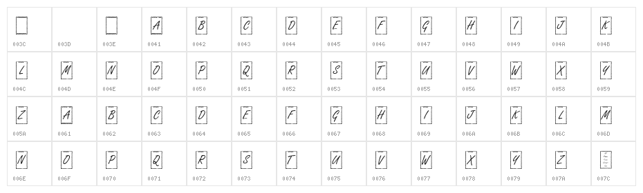 KR Ribbon Frame Character Map