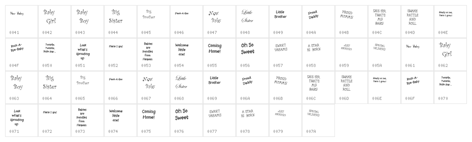 KR Scrappin Babies Character Map