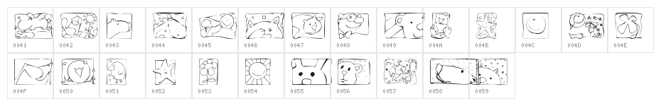 KR Scrappin Squares Character Map