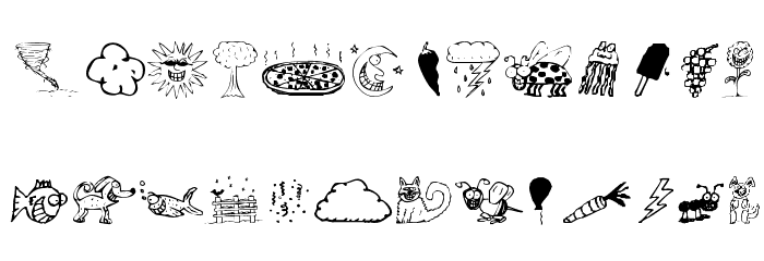KR Silly Art Dings Font LOWERCASE