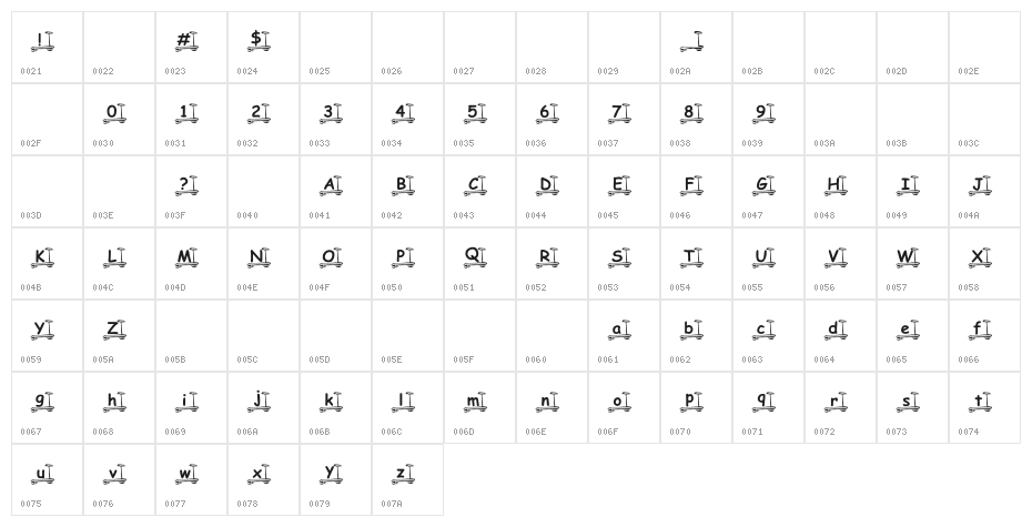 KR Skooter Character Map