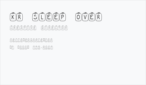 KR Sleep Over Business Card